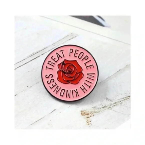 Treat People With Kindness Pink Enamel Pin Motivational Quote Accessory New - Picture 1 of 12